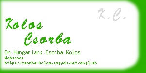 kolos csorba business card